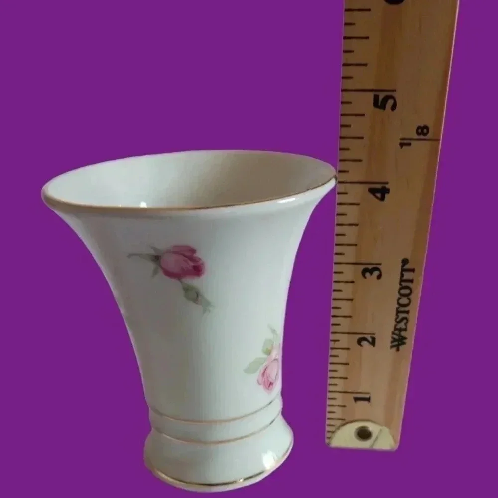 Schumann Germany rose vase white gold pink